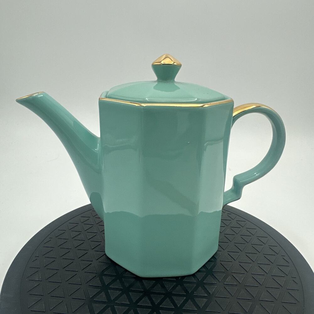 Graces Teaware Teapot Teal And Gold Trim